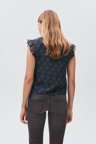 Chemisier à fleurs avec volants - Gris