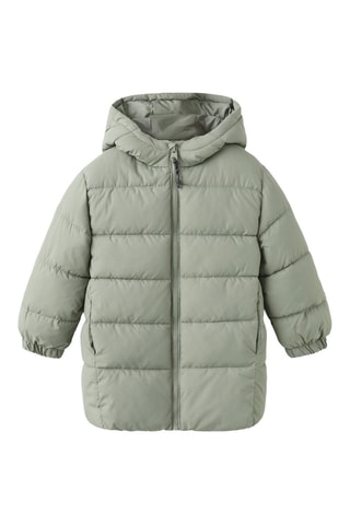 Anorak long matelassé capuche - Vert