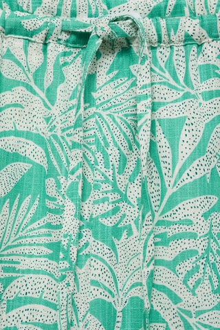 Pantalon en coton imprimé feuilles - Turquoise