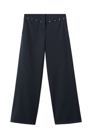Pantalon taille basse à rivets - Bleu marine