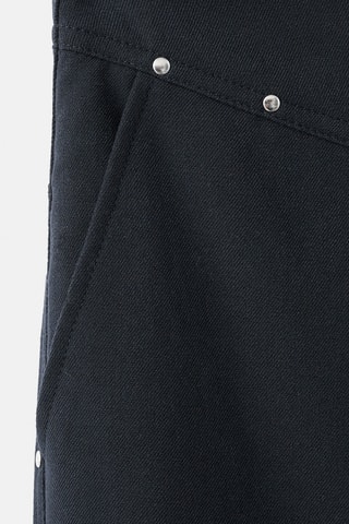 Pantalon taille basse à rivets - Bleu marine