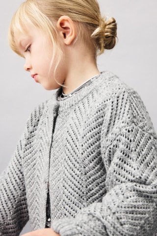 Cardigan ajouré chevrons - Gris clair