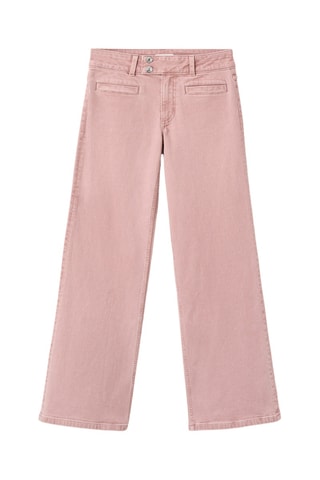 Jean taille basse à boutons - Rose