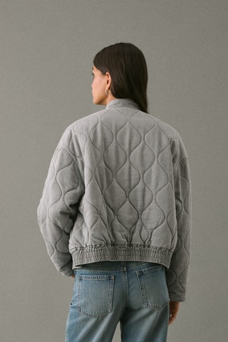 Blouson denim matelassé - Gris