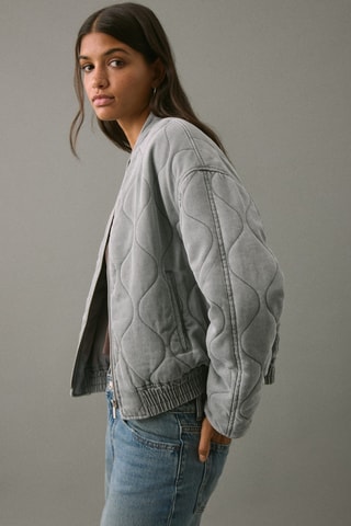 Blouson denim matelassé - Gris