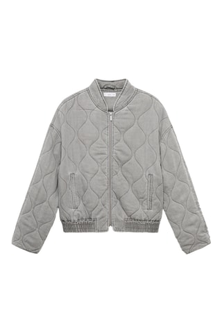 Blouson denim matelassé - Gris