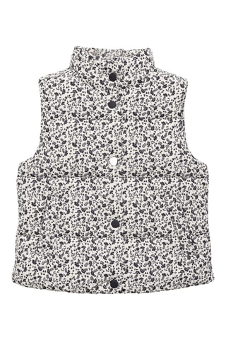Gilet matelassé à fleurs - Bleu marine
