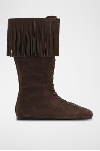 Bottes cuir franges - Marron
