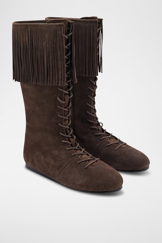 Bottes cuir franges - Marron