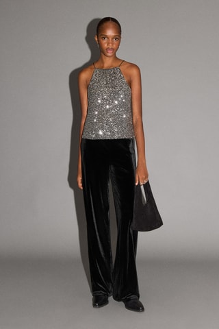 Pantalon droit en velours - Noir