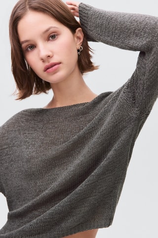Pull en maille ajourée - Anthracite