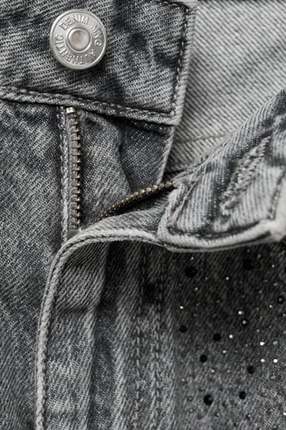Jean droit à strass - Gris