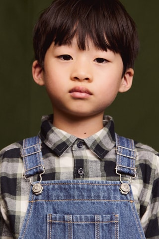 Chemise à carreaux en coton - Bleu marine