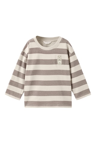 T-shirt à rayures et ornement - Marron