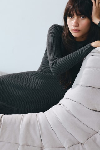 Robe maille côtelée - Anthracite