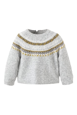Pull-over maille jacquard - Gris