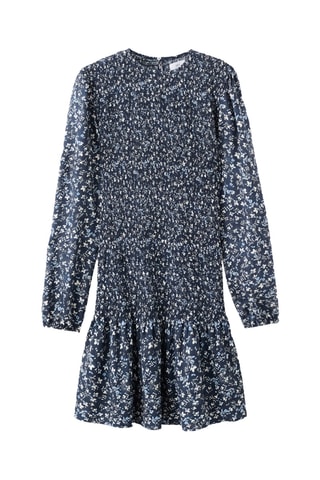 Robe florale à volant - Bleu marine