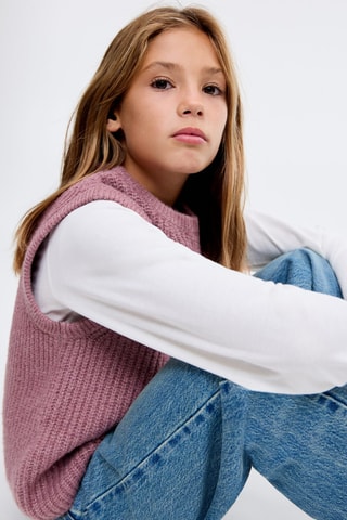 Gilet maille côtelée - Violet