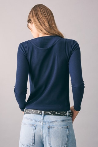 T-shirt double épaisseur - Bleu marine