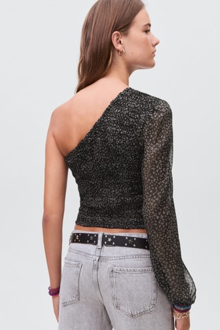 Blouse asymétrique léopard - Noir
