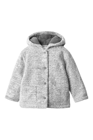 Manteau maille capuche - Gris clair