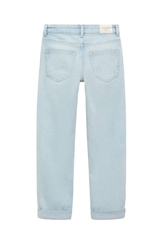 Jean droit bas à revers - Bleu clair - Bleu
