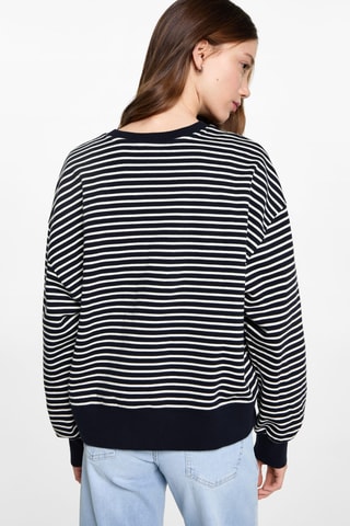 Sweat-shirt coton rayures - Bleu marine