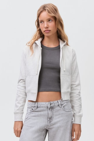 Sweat-shirt zippé à capuche - Gris clair