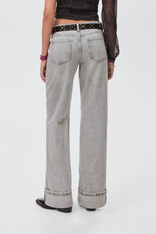 Jean wideleg à revers - Gris