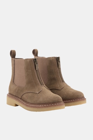Bottines cuir et croûte de cuir - Marron