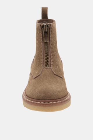 Bottines cuir et croûte de cuir - Marron