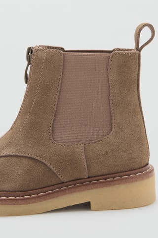 Bottines cuir et croûte de cuir - Marron