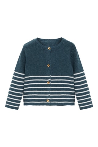 Cardigan maille rayures - Bleu