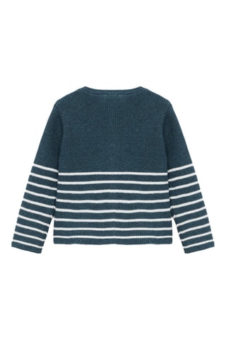 Cardigan maille rayures - Bleu
