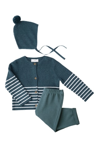 Cardigan maille rayures - Bleu