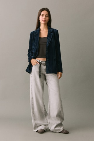Blazer en velours - Bleu marine