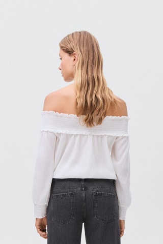 Blouse bustier empiècement froncé - Blanc