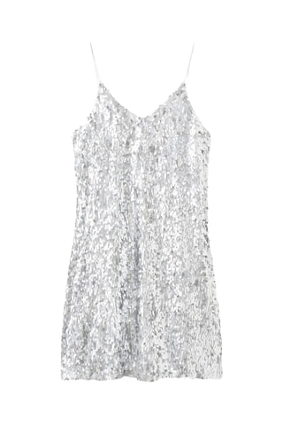 Robe courte à paillettes - Argenté