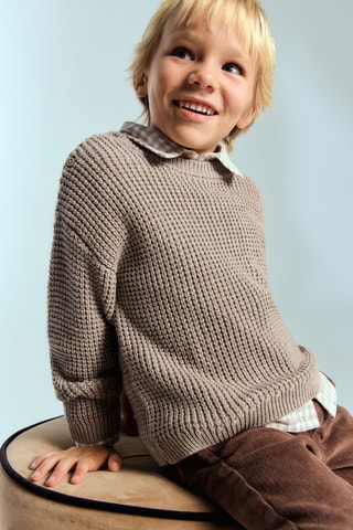 Pull-over maille coton - Marron