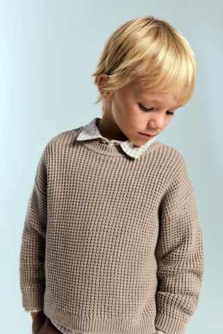 Pull-over maille coton - Marron
