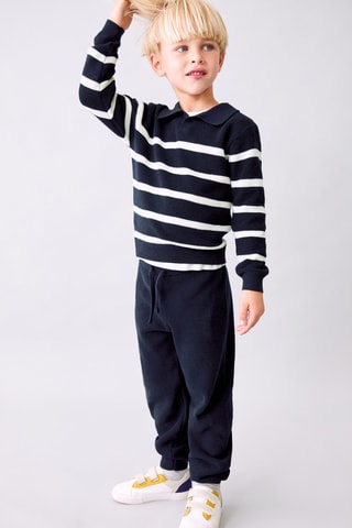 Pantalon maille coton - Bleu marine