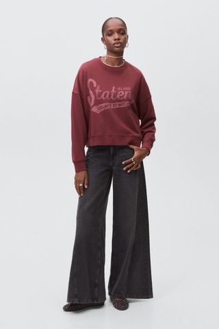 Sweat-shirt coton imprimé - Rouge