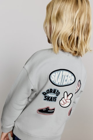 Sweat-shirt imprimé écusson - Gris