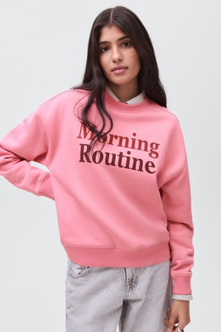 Sweat-shirt coton imprimé - Rose