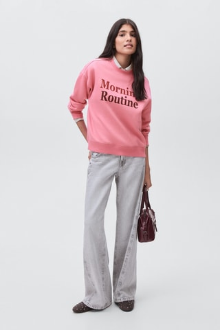 Sweat-shirt coton imprimé - Rose