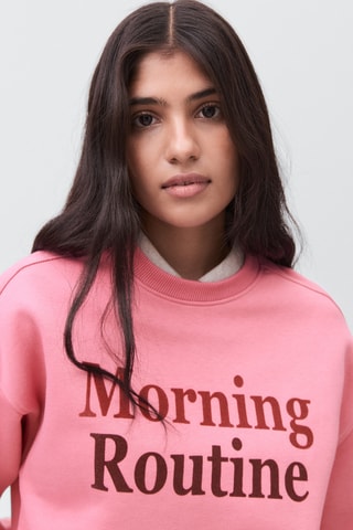 Sweat-shirt coton imprimé - Rose