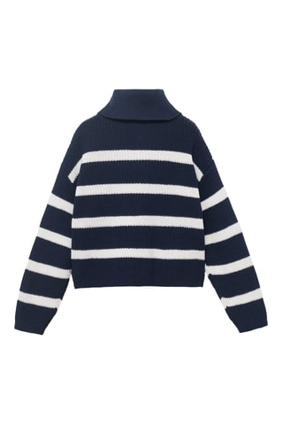 Pull-over maille col montant - Bleu marine