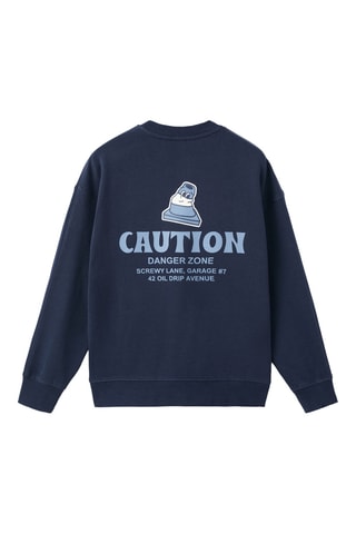 Sweat-shirt coton imprimé - Bleu marine
