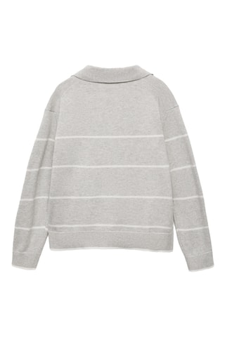 Pull-over rayures col polo - Gris clair