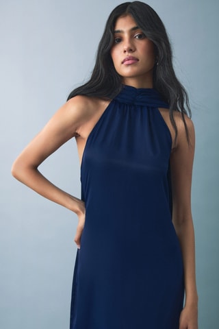 Robe satinée emmanchures américaines - Bleu marine